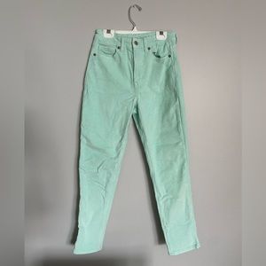 Mint corduroy mom jean